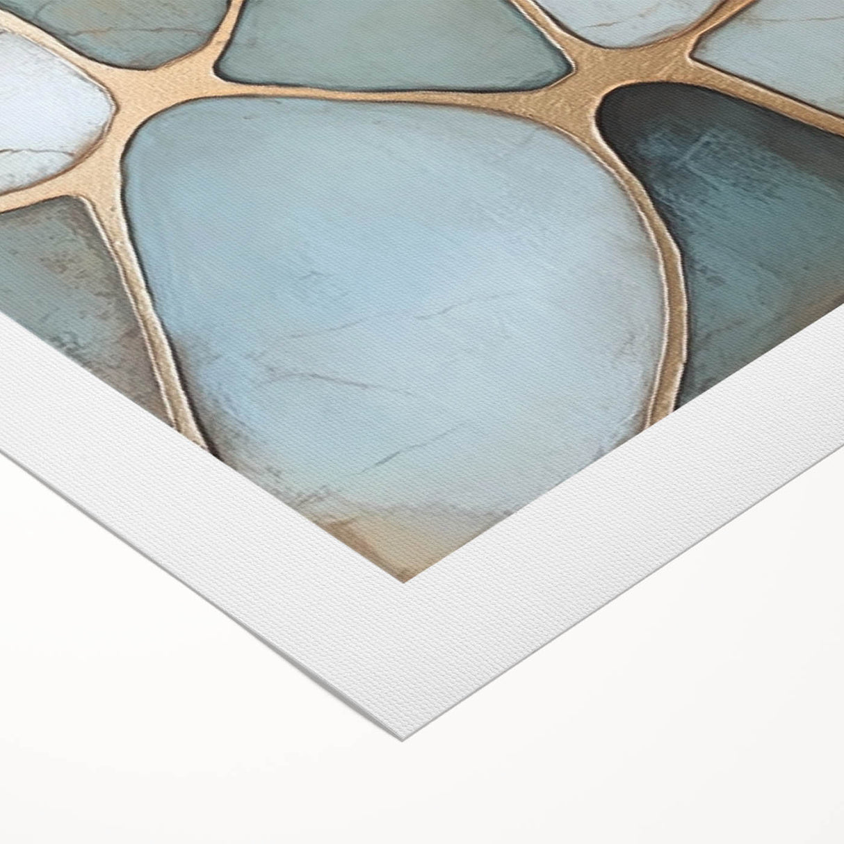 Abstract geometric design on rolled canvas, showcasing vibrant colors and intricate shapes. Perfect for modern decor, packaged securely in a protective tube.