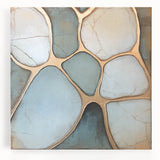 Abstract geometric stretched canvas artwork featuring vibrant colors and dynamic shapes, perfect for modern home decor. Ideal for adding a contemporary touch to living spaces or offices.