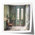 Extra large glossy print of a French door architecture in muted earth tones, ideal for art wall dining room.