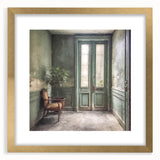 Extra large abstract art print featuring textured patterns in gold and white, framed with a mat, ideal for living room decor.