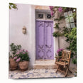 Acrylic print of a Greek door architecture in subtle earth tones, suitable for dining room decor.