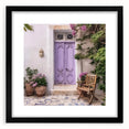 Extra large framed abstract art print featuring colorful, textured depiction of a Greek door, ideal for living room decor.