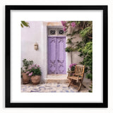 Extra large framed abstract art print featuring colorful, textured depiction of a Greek door, ideal for living room decor.