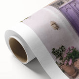 Art deco poster of a Greek architecture door in muted earth tones on rolled canvas, suitable for dining room decor.