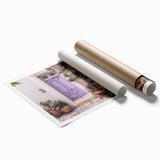 Extra large rolled print featuring a detailed Greek architecture door design in muted earth tones.