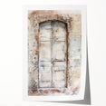 Rustic Italian door design on a rolled print, showcasing earthy tones, ideal for art wall dining room.