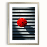 Textured art print featuring abstract designs in cool gray and white tones, displayed in a silver frame with matting.