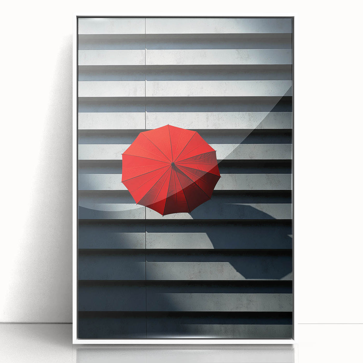 Art deco poster featuring geometric architecture in black and white, acrylic framed, ideal for modern nursery wall art.