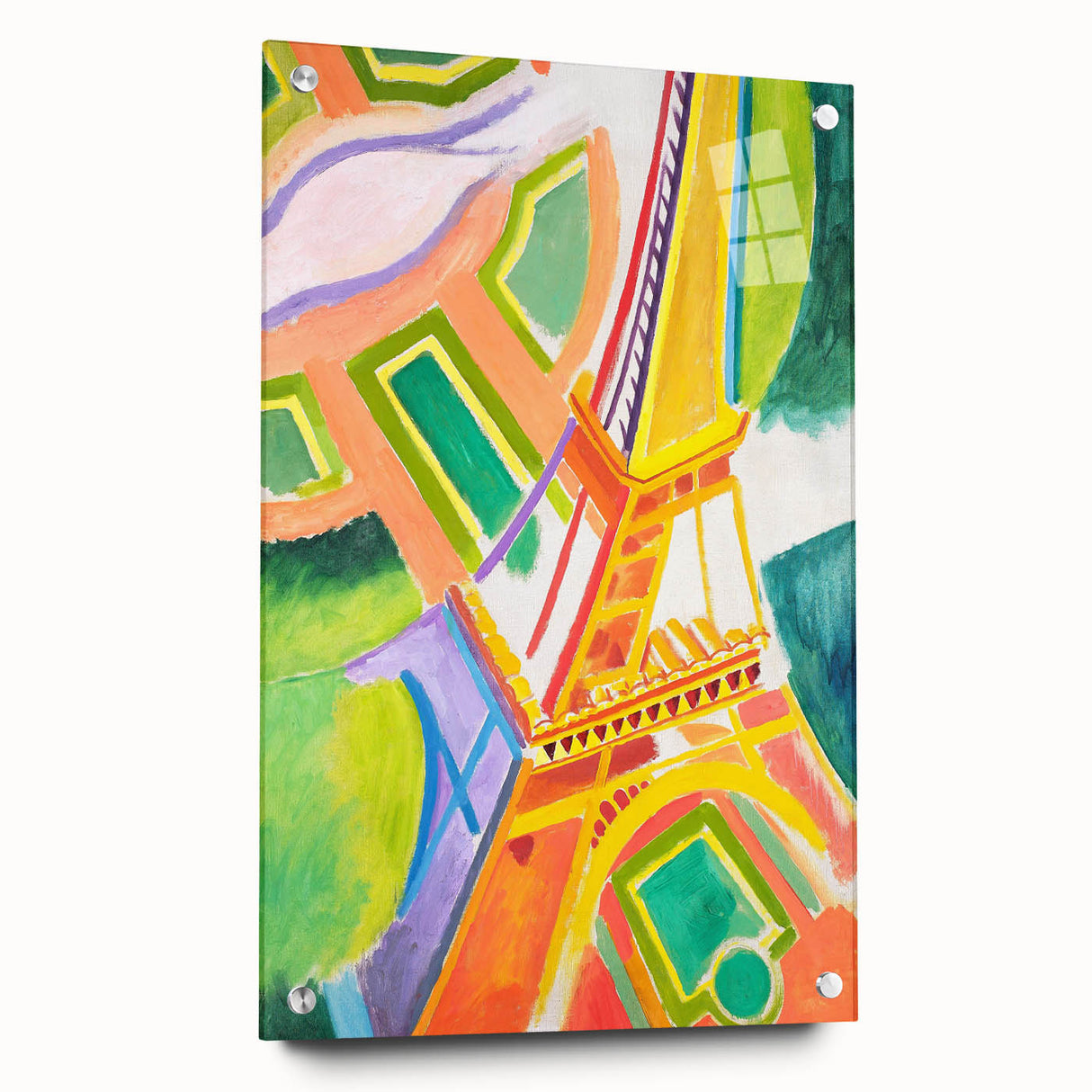 Colorful Cubist Eiffel Tower Art - Vibrant Abstract Modern Wall Decor