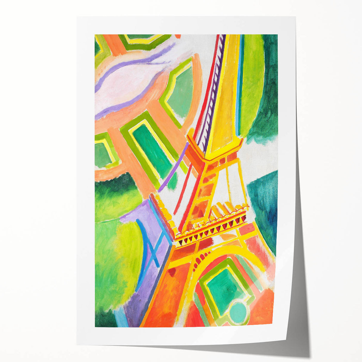 Colorful Cubist Eiffel Tower Art - Vibrant Abstract Modern Wall Decor