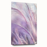 Floral and botanical acrylic glass artwork showcasing vibrant colors and intricate details, displayed from a side view with decorative pins, ideal for modern home decor.