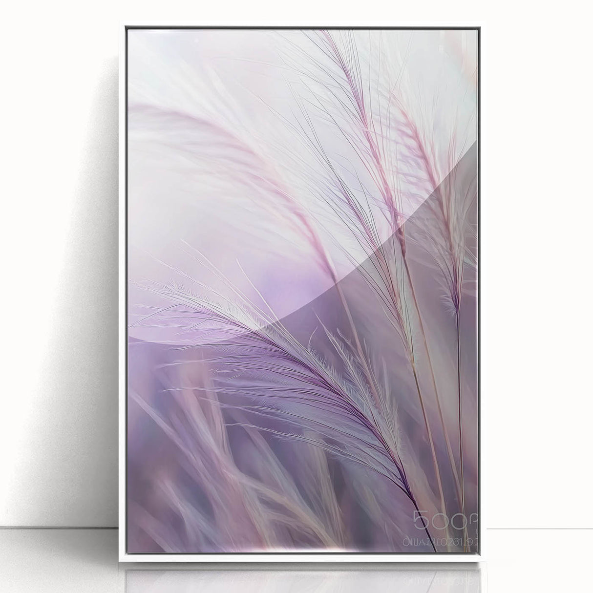 Framed acrylic artwork showcasing a vibrant floral and botanical design, featuring intricate details and bright colors, perfect for home decor enhancement.