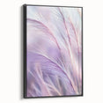 Framed canvas artwork showcasing a vibrant floral and botanical design, with a sleek black frame, viewed from the side to highlight its elegant profile and craftsmanship.