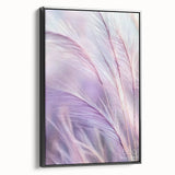 Framed canvas artwork showcasing a vibrant floral and botanical design, with a sleek black frame, viewed from the side to highlight its elegant profile and craftsmanship.