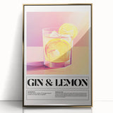 Art deco poster of food and drinks in gold and black tones, acrylic framed, ideal for modern kitchen decor.