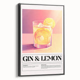 Black and white vintage poster art on framed canvas featuring a classic cocktail, suitable for bedroom wall decor.