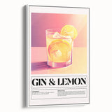 Vintage poster art of colorful food and drinks on a large framed canvas, ideal for living room decor.