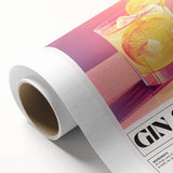 Art deco poster featuring stylized food and drink illustrations on a rolled canvas, suitable for dining room decor.