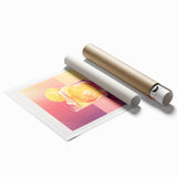 Extra large rolled print featuring floral art in soft pastel shades.