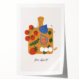 Extra large rolled print of assorted fruits in vibrant colors, ideal for art wall dining room.