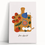 Black and white canvas print depicting an assortment of fruits, ideal for kitchen wall art.