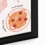 Extra large framed canvas featuring a textured black background with vibrant, colorful food motifs.