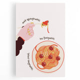 Large black and white stretched canvas featuring a minimalist design of kitchen utensils, ideal for kitchen wall art.