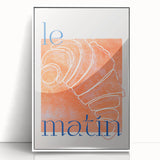 Art deco poster featuring an array of pastries in soft pastel colors, framed in white acrylic.