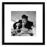 Extra large abstract art print featuring vibrant, colorful textures on a black framed canvas, ideal for living room decor.