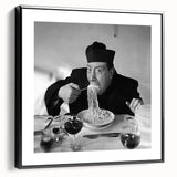 Black and white framed canvas featuring a vintage poster art style landscape painting, ideal for bedroom wall decor.