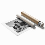 Rolled print featuring a monochrome floral design, suitable as large living room or classy bathroom wall art.