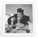 Black and white stretched canvas featuring a bustling outdoor market scene, ideal for kitchen wall art.