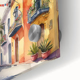 Mexican Party Wall Art - Colorful Street with Papel Picado Banners