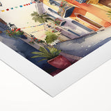 Mexican Party Wall Art - Colorful Street with Papel Picado Banners