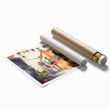 Mexican Party Wall Art - Colorful Street with Papel Picado Banners