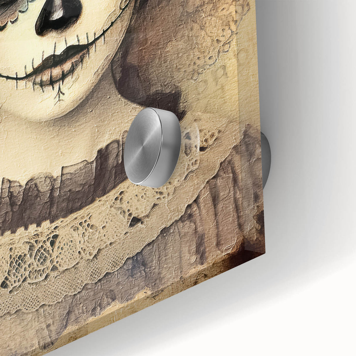 Vintage Sugar Skull Woman – Día de los Muertos Wall Art