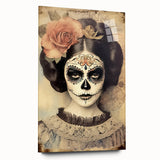 Vintage Sugar Skull Woman – Día de los Muertos Wall Art