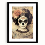 Vintage Sugar Skull Woman – Día de los Muertos Wall Art