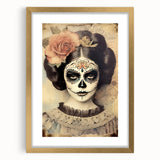 Vintage Sugar Skull Woman – Día de los Muertos Wall Art