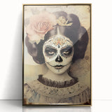 Vintage Sugar Skull Woman – Día de los Muertos Wall Art