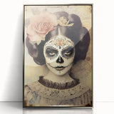 Vintage Sugar Skull Woman – Día de los Muertos Wall Art