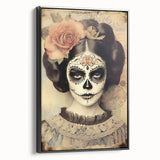 Vintage Sugar Skull Woman – Día de los Muertos Wall Art