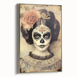 Vintage Sugar Skull Woman – Día de los Muertos Wall Art