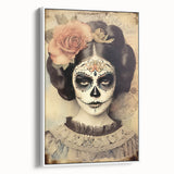 Vintage Sugar Skull Woman – Día de los Muertos Wall Art