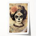 Vintage Sugar Skull Woman – Día de los Muertos Wall Art