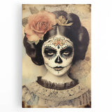 Vintage Sugar Skull Woman – Día de los Muertos Wall Art