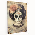 Vintage Sugar Skull Woman – Día de los Muertos Wall Art