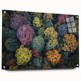 Acrylic glass display showcasing a modern landscape design viewed from the side, featuring sleek pins for mounting. Ideal for contemporary home decor.