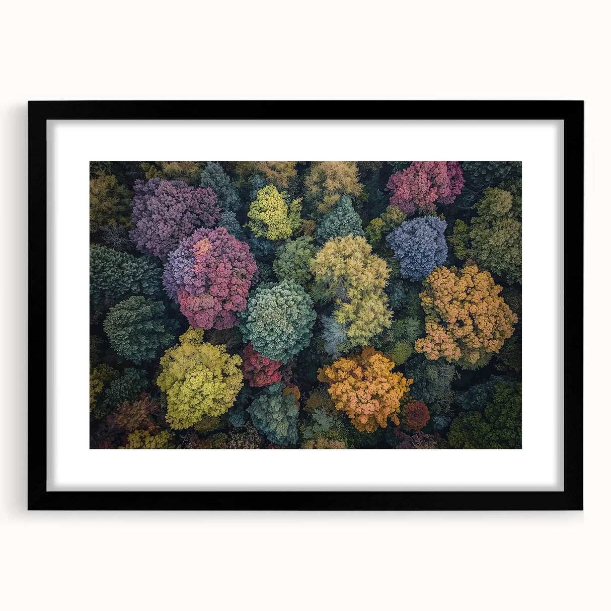 Black landscape frame with a white mat showcasing a minimalist artwork, perfect for modern decor. Ideal for living rooms or offices, enhancing aesthetic appeal.