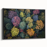 Framed landscape canvas artwork showcasing a serene black-and-white design, displayed in a sleek black frame, perfect for modern home decor.